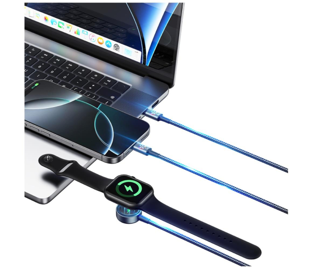 USAMS Kabel 3w1 z ładowarką indukcyjną 72W do USB-C stalowy - 1569028 - zdjęcie 9